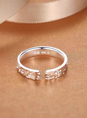 足银9999碎碎冰戒指银饰纯银指环手饰时尚爆闪礼物CNC情侣男女装