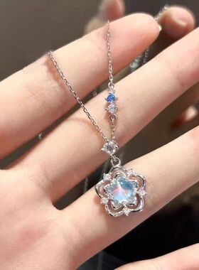 s999纯银海洋之心项链女款轻奢小众高级感锁骨链生日礼物送女朋友