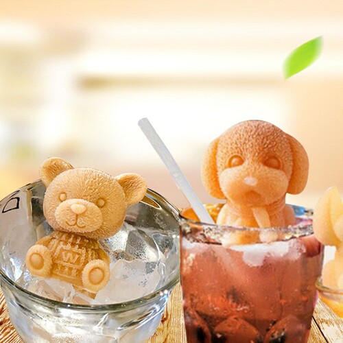 网红泰迪狗冰块模具创意卡通制冰格家用立体diy滴胶小熊硅胶冰模-图0