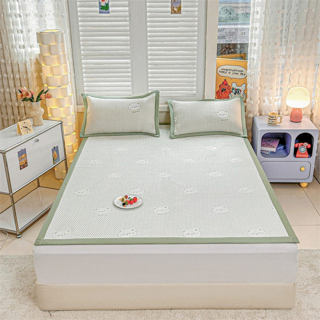 Ins Fengbing Silk Doudou Summer Cool Mat Three-piece Set Student Door Bed Singles Washed Air Conditioning Soft Seat Summer Cool Mat