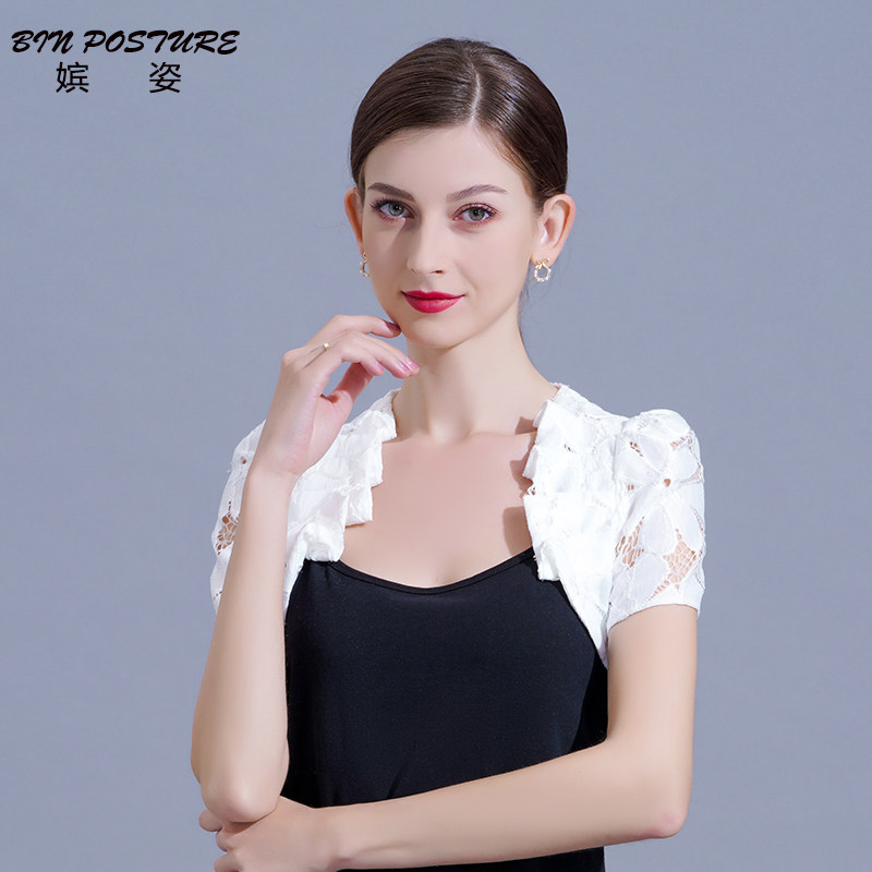 2023短袖蕾丝小披肩夏百搭开衫坎肩 嫔姿短外套