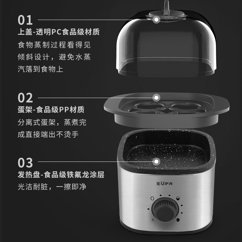 灿坤不锈钢迷你蒸煮鸡蛋小型煮蛋器 eupa灿坤卓远煮蛋器/蒸蛋器