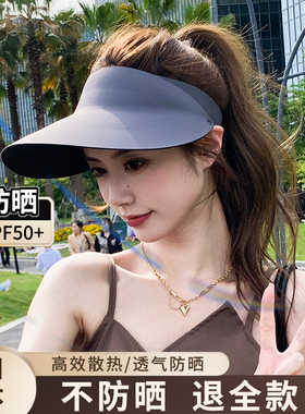 日本uv无痕一体防晒帽女夏防紫外线遮阳帽大檐户外运动空顶太阳帽