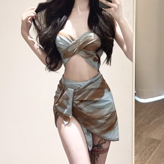 Maillot de bain sexy pour filles, ensemble trois pièces, bikini fendu, pour femmes