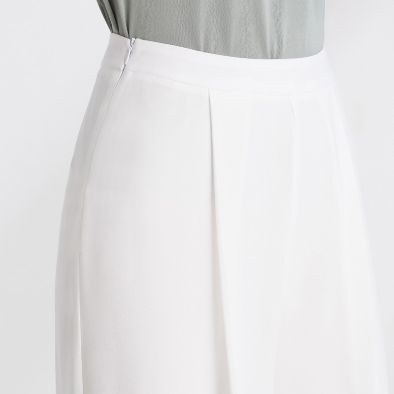 白色雪纺夏季垂感冰丝飘逸高腰裙裤 简非蓝休闲裤