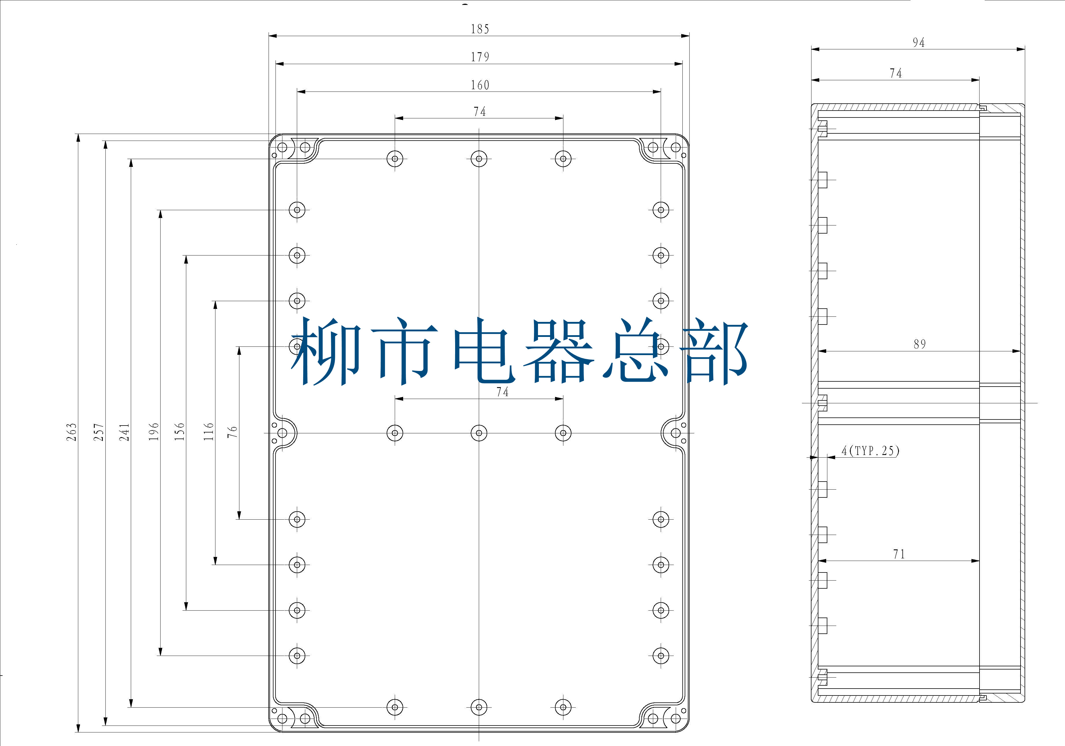 263*182*95mm防水接线盒 F6塑料工控盒 IP65安装盒子塑料防水-图3