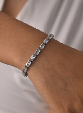 跨境欧美实拍铜质高级轻奢单排水晶手串女锆石微铜镶网球手链