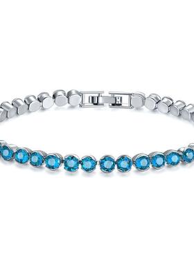 爆款欧美跨境女士罗马锆石水晶手串时尚饰品超闪镶钻满钻网球