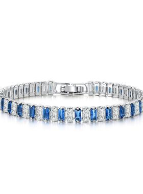 欧美跨境网红水晶手串满钻彩钻锆石单排超闪亚马逊饰品网球手链