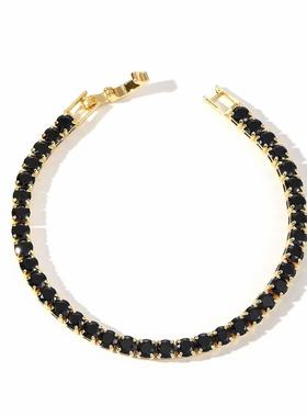 超闪满钻网球手链白水晶手串女式轻奢排钻手镯生日礼物欧美跨境