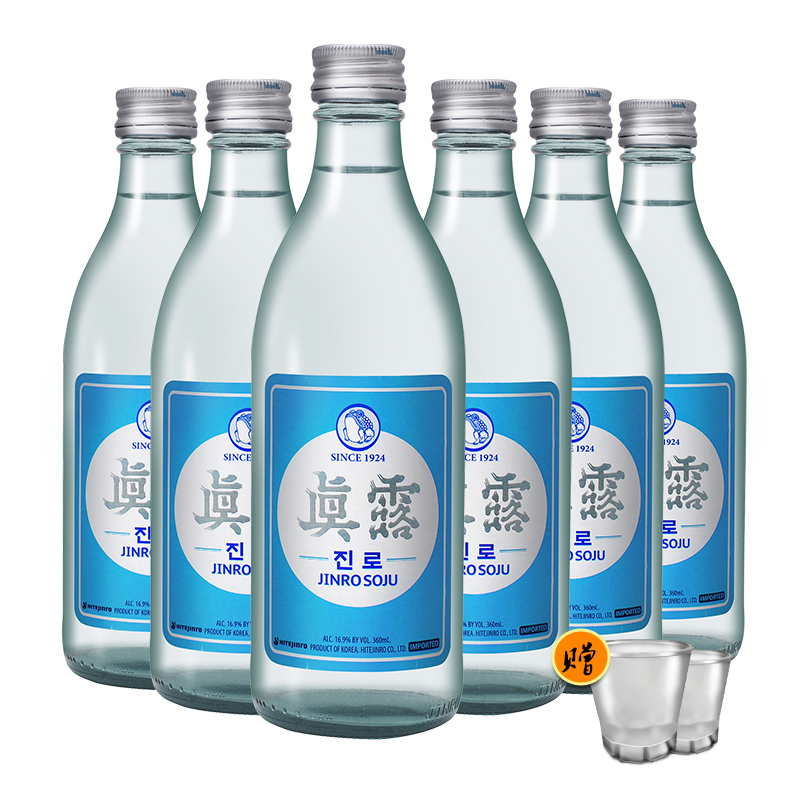 韩国真露烧酒复古版原味女士微醺非清酒16度360ml*6瓶原装进口 - 图1