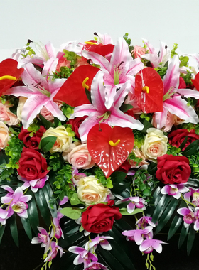 讲台仿真花演讲台花主席台前台发言台假花会议室桌桌花装饰摆花