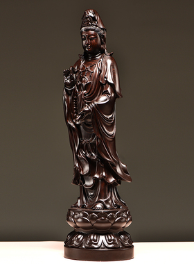 黑檀木雕阿弥陀佛大势至观音菩萨西方三圣佛像供奉家居工艺品摆件