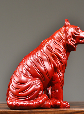 红花梨实木十二生肖老虎三合上山老虎摆件家居客厅办公装饰工艺品