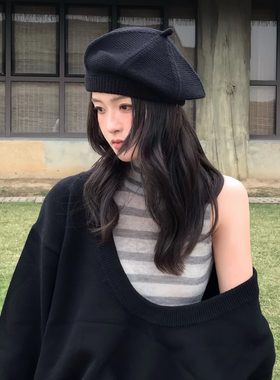秋冬复古百搭保暖显脸小贝雷帽女