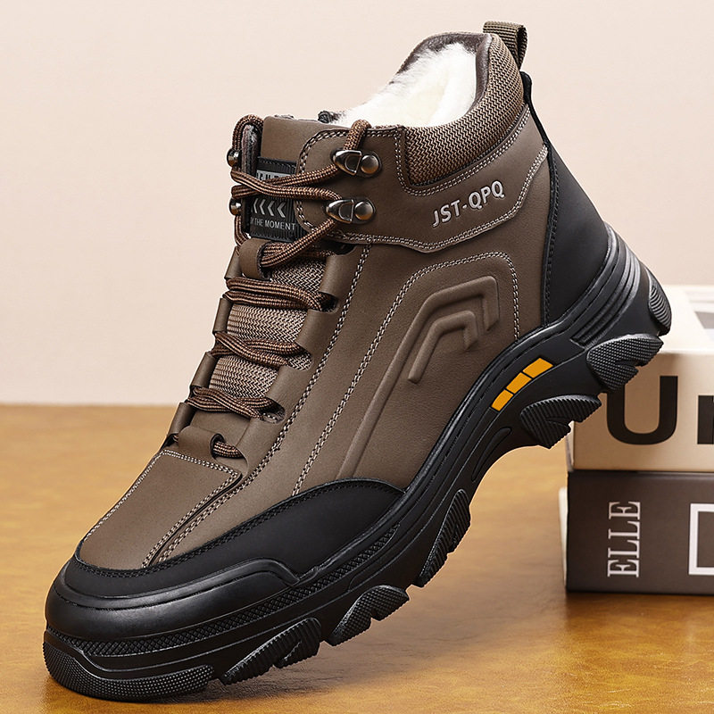 冬款奥古斯都男士高帮皮鞋男休闲手工上线系带加绒保暖棉鞋男鞋,淘宝优惠券,粉丝福利购,淘宝优惠卷