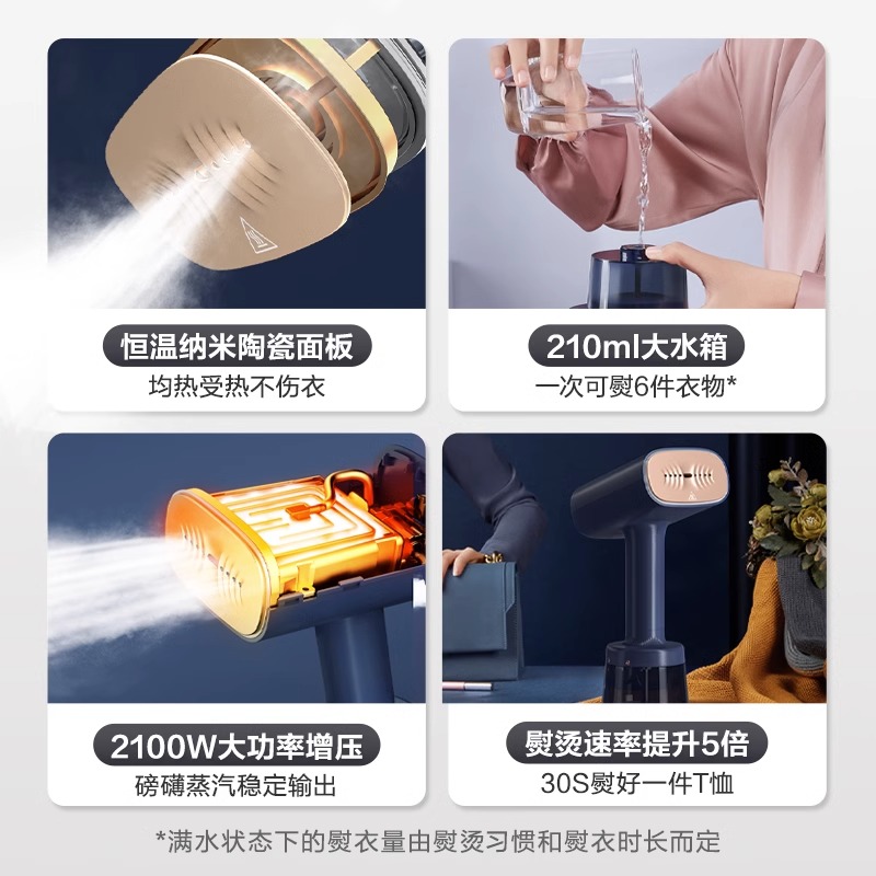 美的手持挂烫机熨烫机熨斗家用小型大蒸汽熨衣服便携式YBJ21T1 - 图3