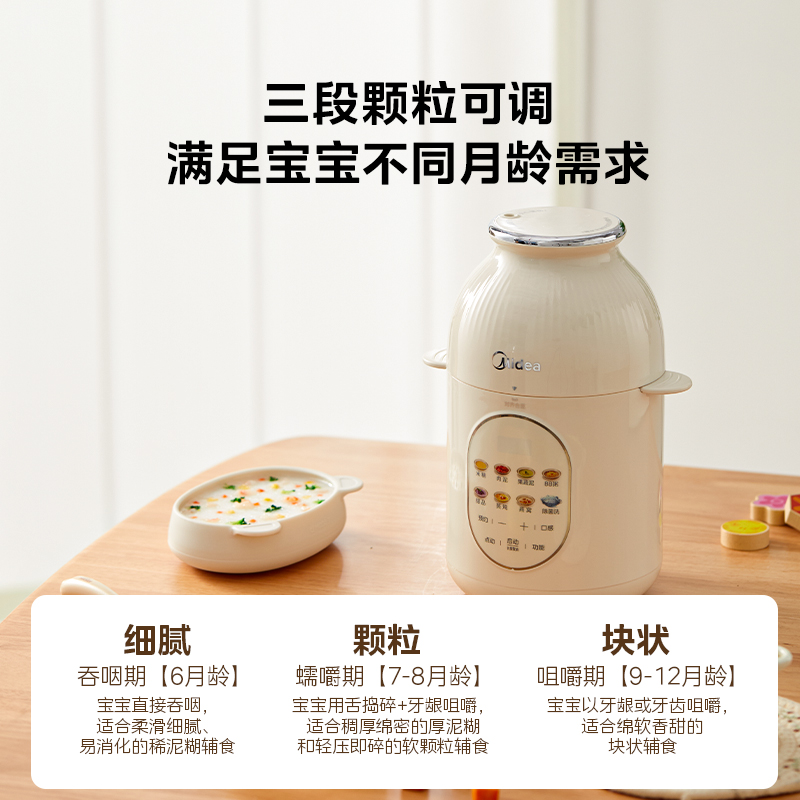 美的辅食机分月龄婴儿宝宝蒸煮一体料理多功能家用小型绞肉机正品 - 图0