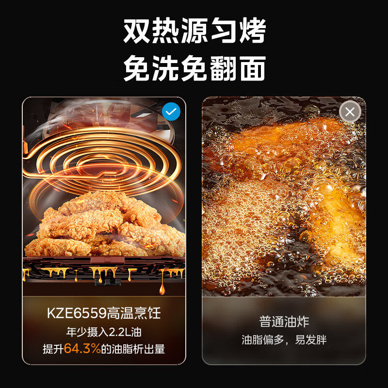 美的炎烤双热源空气炸锅6.5L大容量可视免翻面金属内腔电烤箱正品,淘宝优惠券,粉丝福利购,淘宝优惠卷