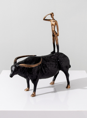 新中式轻奢金属工艺品铸铁软装饰品书房办公室V橱窗样板间摆件