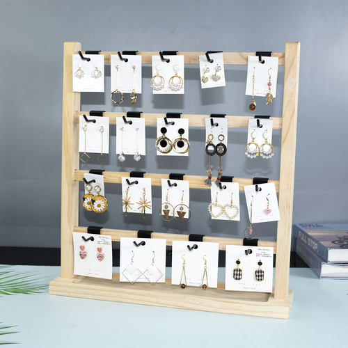实木挂钩耳环架耳钉发夹卡纸挂架头绳发箍摆摊手串项链首饰展示架 - 图1
