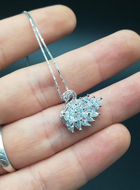 s925银小天鹅项链吊坠女鸭子日韩