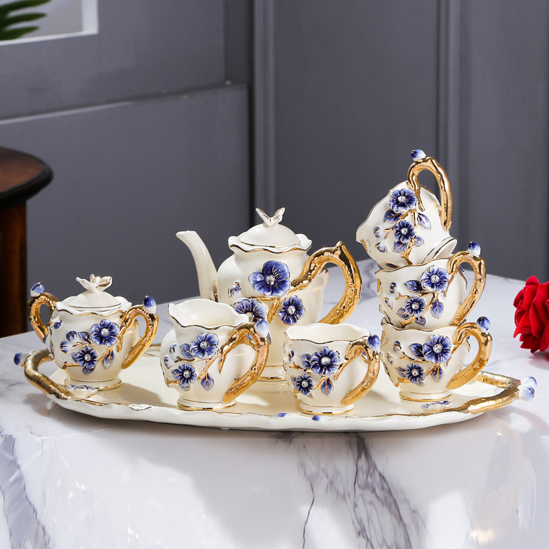 皇饰欧式陶瓷茶具套装客厅茶几摆件家居装饰品创意结婚礼物送闺蜜-图0
