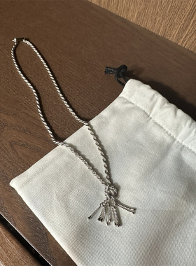 做旧感麻花流苏吊坠925纯银项链