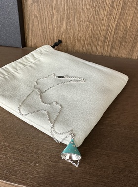 中古风蓝色珐琅镂空锥形帽子项链