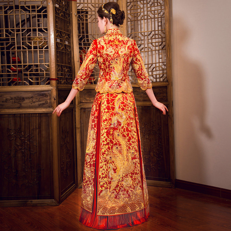 秀禾服新娘2019新款春季中式秀婚纱 人生大事旗袍