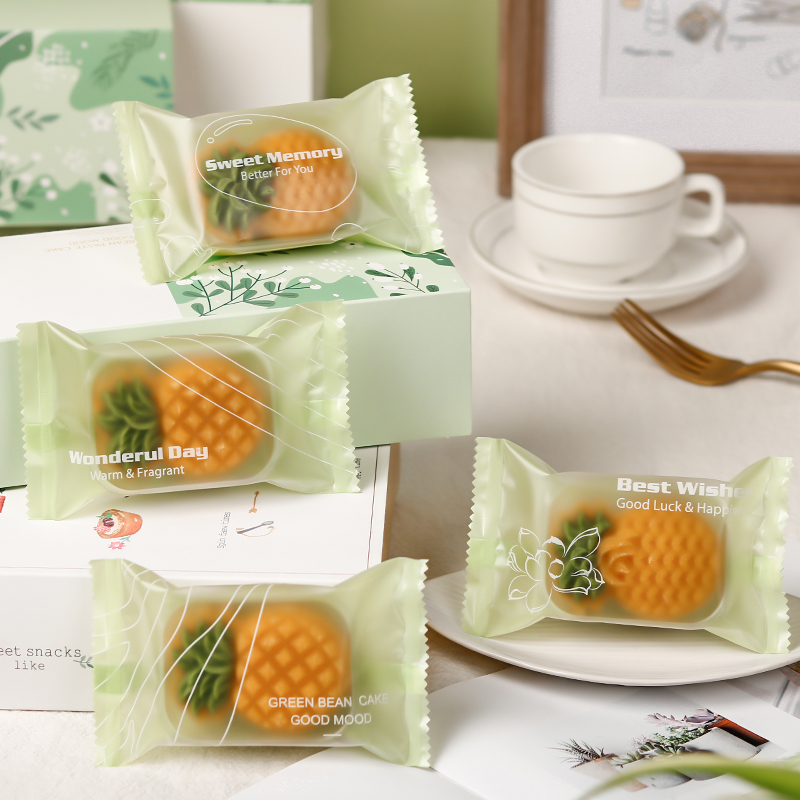 绿豆糕包装袋包装盒含底托带内托机封袋烘焙饼干透明自封冰糕袋子-图1