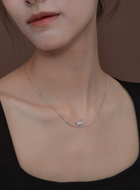 EPUU925纯银原创设计猫猫项链女