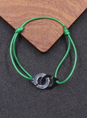 欧美经典手工编织钛钢手铐手链情侣皮手镯手环多颜色搭配饰品义乌