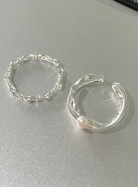 小众设计感高级珍珠开口食指戒指女夏2023新款时尚个性情人节礼物