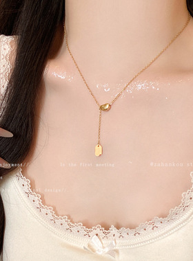 轻奢不掉色钛钢项链女轻奢小众吊坠锁骨链气质高级感百搭颈链项饰