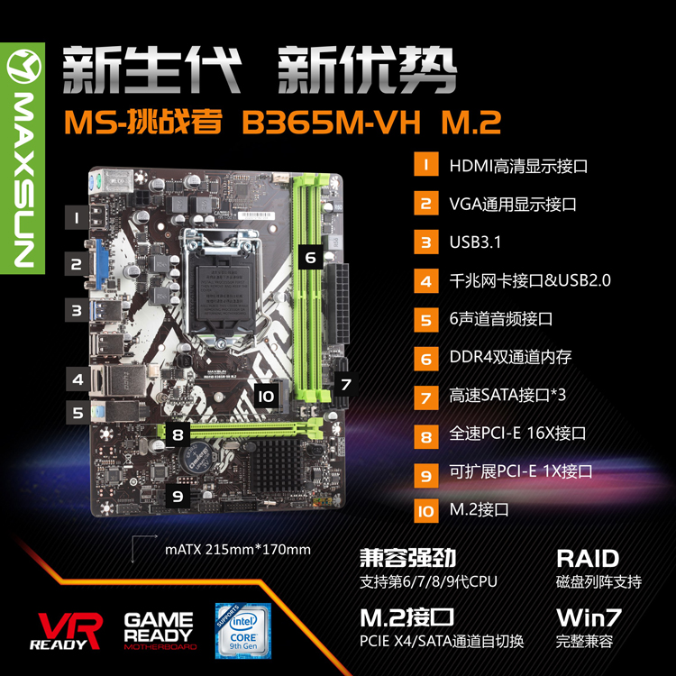 升技昂达精粤 H310M H311M-VH 9D4-DVH D4全新主板 支持6789代CPU - 图2