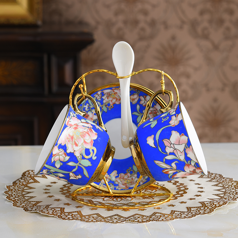 欧式陶瓷咖啡杯套装奢华金边创意家用高档茶具客厅英式下午茶杯 - 图0