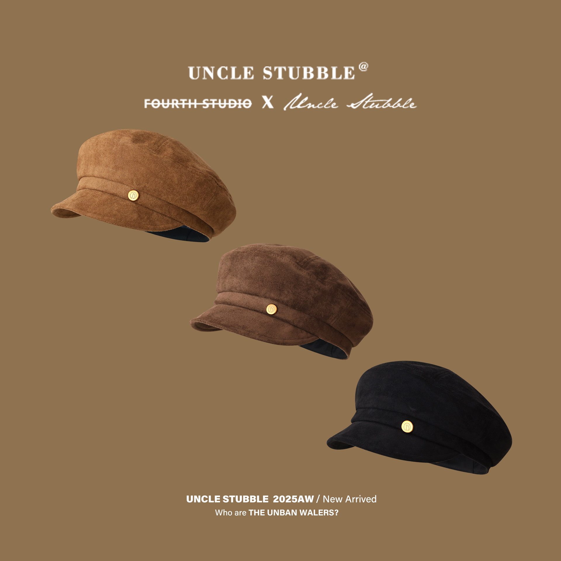 韩系复古棕色报童帽女秋冬麂皮绒百搭画家帽高级感气质百搭贝雷帽