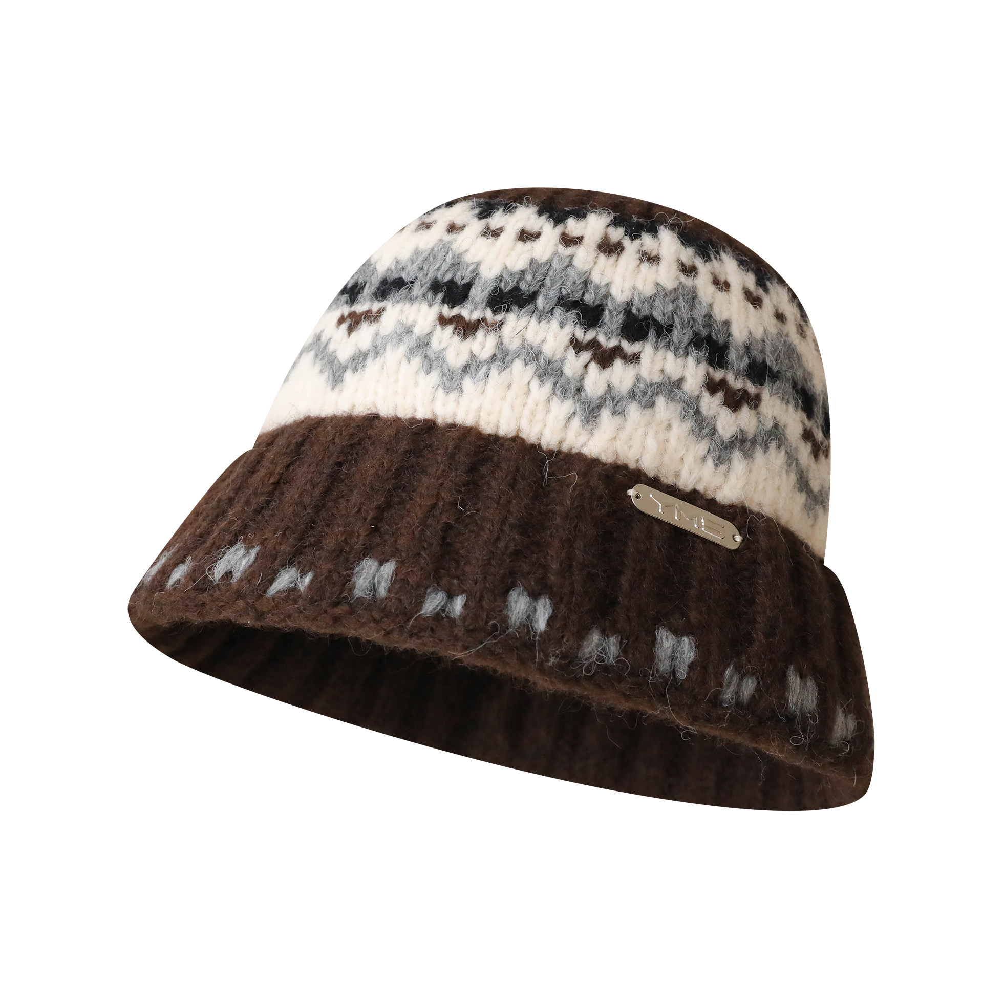 费尔岛风提花渔夫帽男女秋冬复古氛围感针织帽防风保暖盆帽显脸小,淘宝优惠券,粉丝福利购,淘宝优惠卷