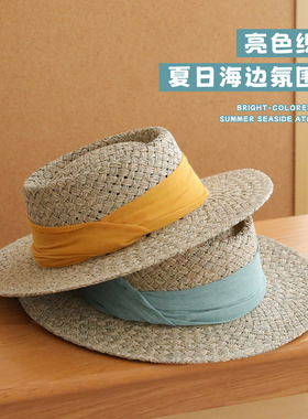 夏季草编透气老钱风男女度假礼帽