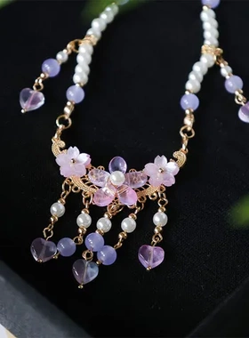 项链配饰出行唐风紫色圏项百搭中式项饰汉服日常古风明制软璎珞短