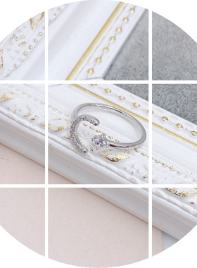 日夜星辰s925纯银戒指女超闪高级