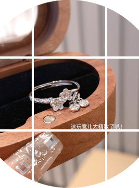 S925纯银戒指花朵平安女戒子个性