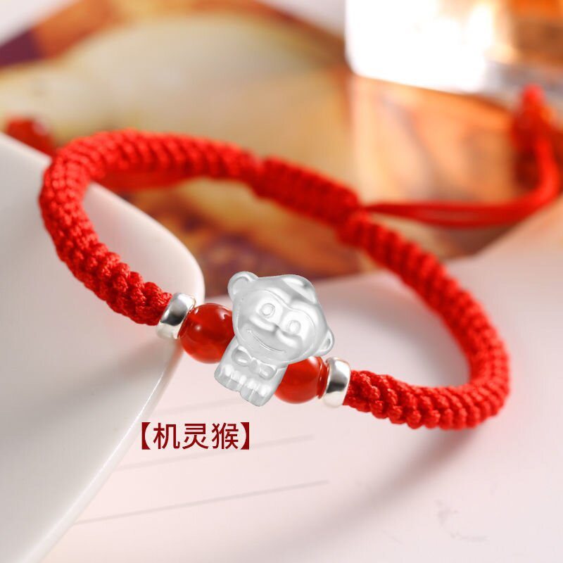 纯银999编织十二生肖手链足银3D手绳马年本命红绳送女友闺蜜礼物,淘宝优惠券,粉丝福利购,淘宝优惠卷
