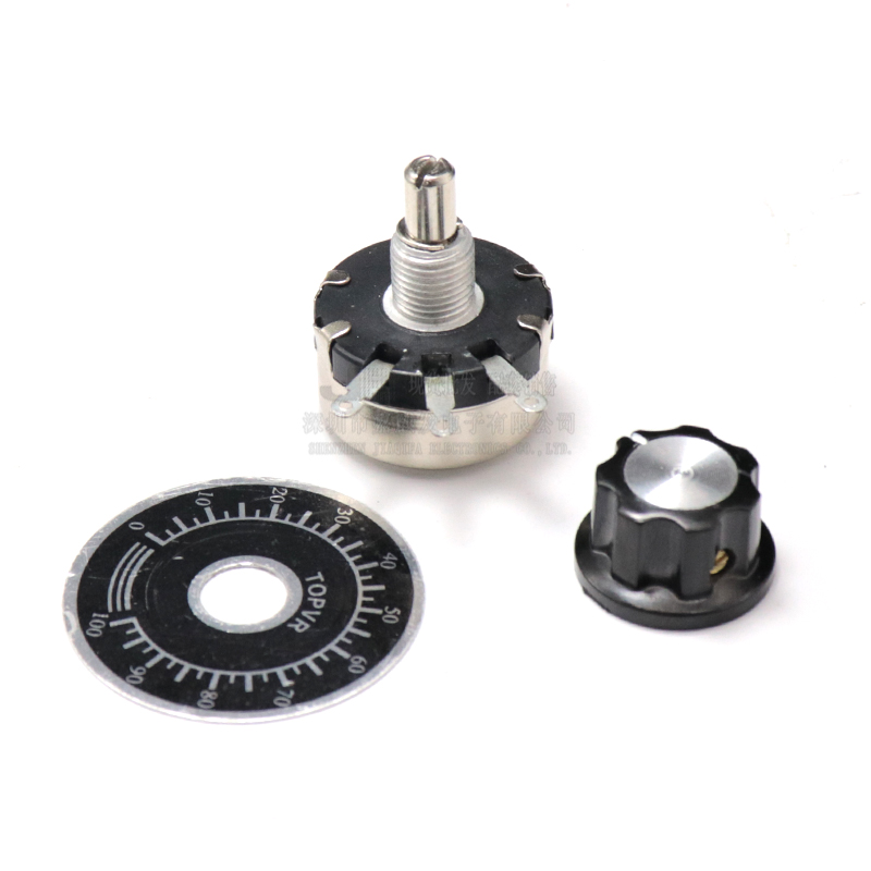 WX110(010) 精密单圈碳膜电位器 1W可调电阻100R/1K/10K 刻度旋钮 - 图0