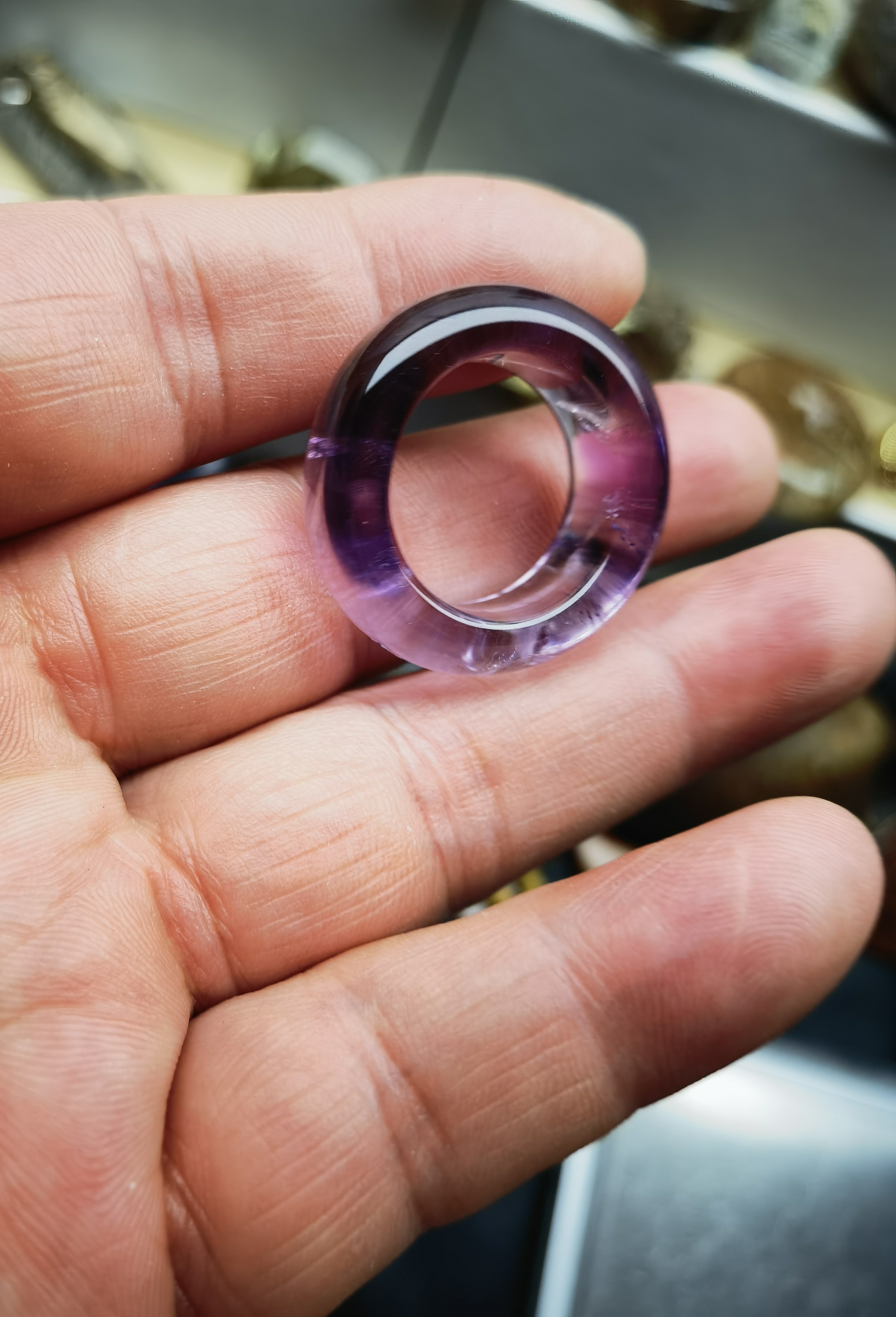 Natural amethyst raw stone hand-carved ring ring 18.5 strips wide 9.4 weight 8.2 grams one picture one item