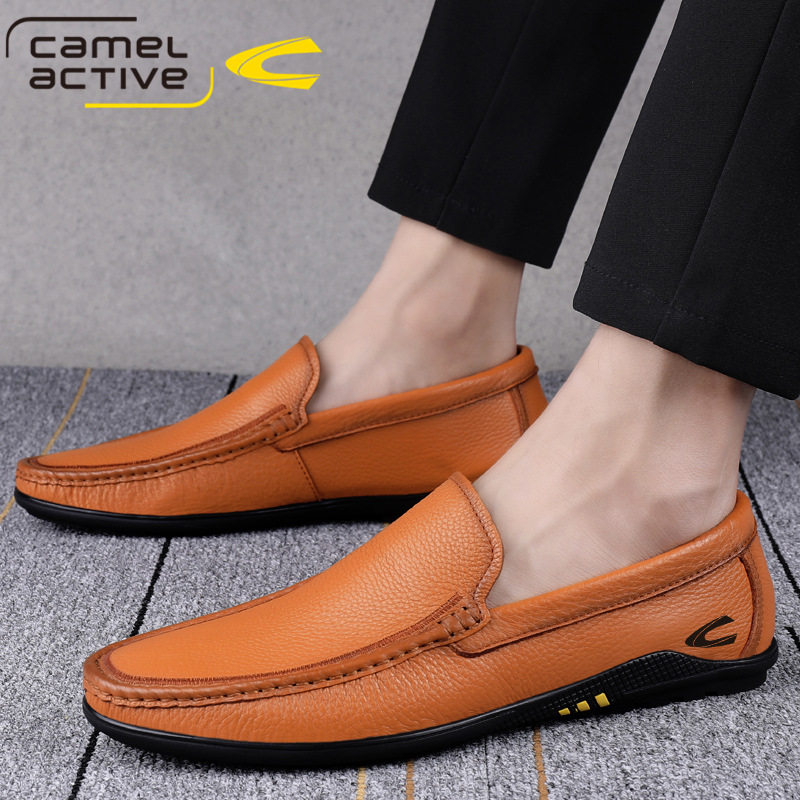 德国骆驼动感男鞋秋季真皮豆豆鞋商务休闲皮鞋懒人驾车鞋软皮软底,淘宝优惠券,粉丝福利购,淘宝优惠卷
