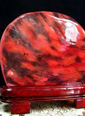 天然红色水晶摆件家居装饰品