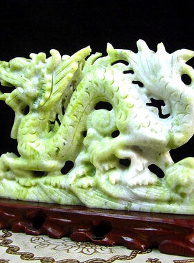 天然玉石蓝田玉龙摆件