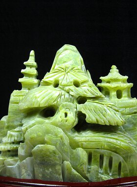 天然蓝田玉山水招财摆件